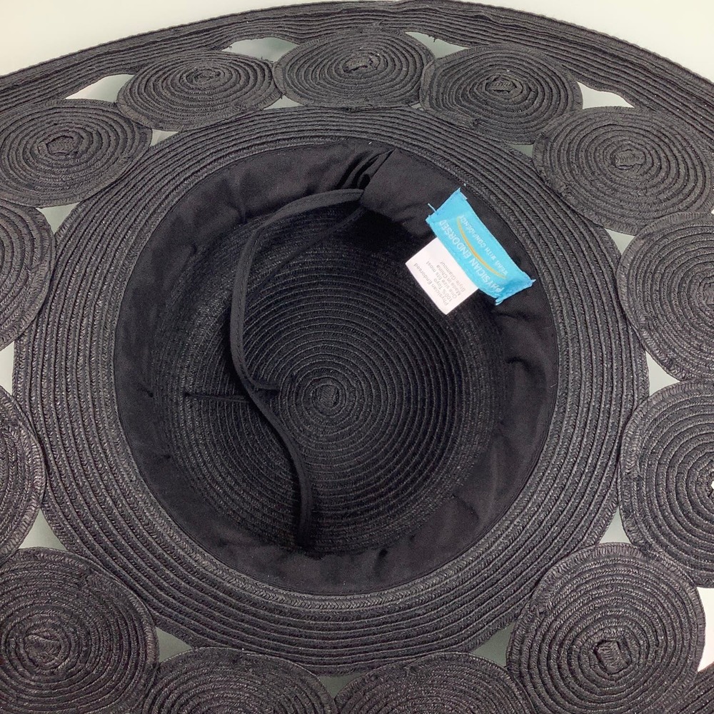 Physician Endorsed Glamour Black Toyo wide brim Sun Hat adjustable SZ OSFM EUC - Picture 9 of 12
